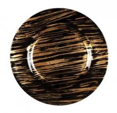 Transparent Gold Silver Brush Black Colored Glass Charger Plates Wholesale