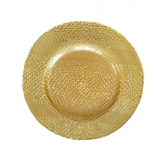 13 inch Elegant Gold Sponge Charger Plates Wholesale Glass Under plate