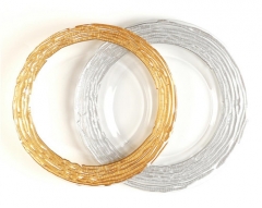 Gold Silver Rimmed Clear Glass Charger Plates Wedding Xmas Events