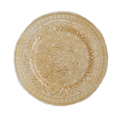 13 inch Wedding Purple Gold Flower Glass Charger Plate