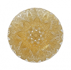 13 inch Wedding White Gold Flower Glass Charger Plate