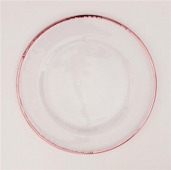 Factory Direct Wholesale Gold Silver Rimmed Glass Charger Under Plate