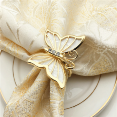 Cheap Wholesale Napkin Ring Wedding Rhinestone Gold