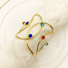 Gold Silver Napkin Ring With Colored Diamond on Wholesale