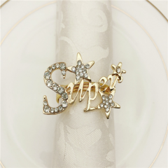 Factory Direct Supply Super Gold Napkin Ring Rhinestone