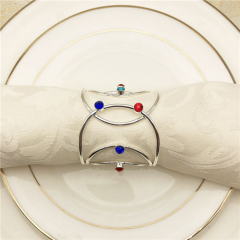 Gold Silver Napkin Ring With Colored Diamond on Wholesale
