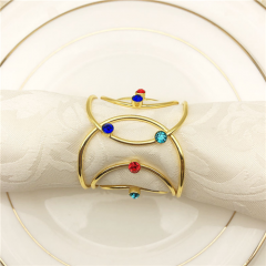 Gold Silver Napkin Ring With Colored Diamond on Wholesale