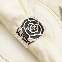 Metal Black Colored Silver Napkin Ring on Wholesale