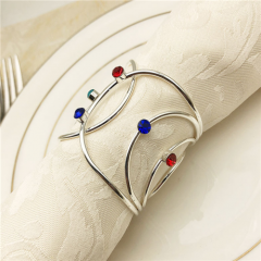 Gold Silver Napkin Ring With Colored Diamond on Wholesale