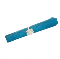 Restaurant Wedding Banquet Polyester Blue Damask Cloth Table Napkins