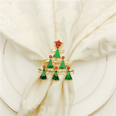 Eco-friendly Metal Christmas Tree Colored Napkin Rings Holder