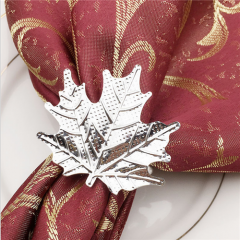 New Style Wedding Table Metal Silver Leaf Napkin Rings