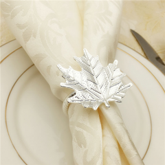 New Style Wedding Table Metal Silver Leaf Napkin Rings