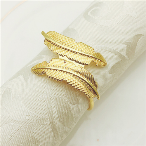 Leaf Shape Plating Gold Napkin Ring On Cheap Wholesale