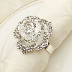 Silver Rose Napkin Ring Holder For Wedding