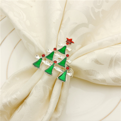 Eco-friendly Metal Christmas Tree Colored Napkin Rings Holder