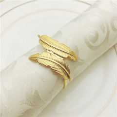Leaf Shape Plating Gold Napkin Ring On Cheap Wholesale