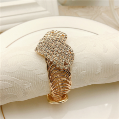 Gold Rhinestone Napkin Rings For Party Decoration