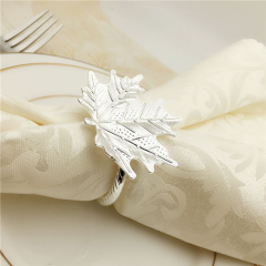 New Style Wedding Table Metal Silver Leaf Napkin Rings