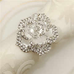 Silver Rose Napkin Ring Holder For Wedding