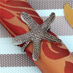 Sea Star Napkin Rings For Table Settings With Rhinestones