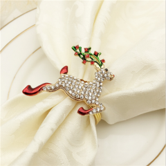 Christmas New Gold Plating Deer Napkin Ring Fashion Vintage Pins