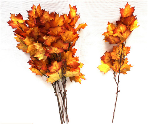 ISEVIAN Winter Plant Acorn leaf Artificial Red Leaves with Berries for Wedding