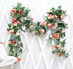 Heads Artificial Flowers Of Rose Wall Hanging For Wedding Decoration Rose Vine