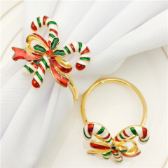 Enameled Zinc Alloy Metal Walking Stick Napkin King For Christmas