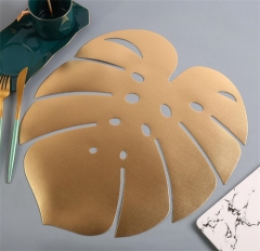 Eco-Friendly Golden Plastic Leaf Place Mat