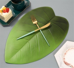 Washable Green Colored Leaf Shaped Table Mat