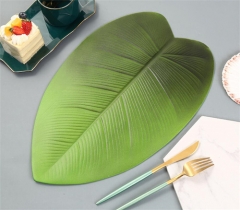 Washable Green Colored Leaf Shaped Table Mat