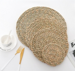 Round Corn Husk Weave Rattan Place Table Mats