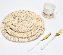 Round Corn Husk Weave Rattan Place Table Mats