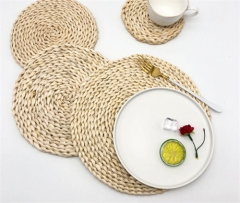 Round Corn Husk Weave Rattan Place Table Mats