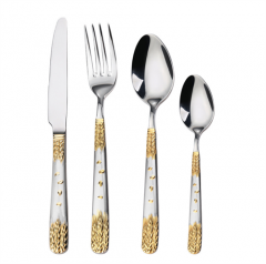 Sun Flower Gilded Cutlery Set Stainless Steel Flatware Kitchen Silverware Steak Tableware Dinnerware Spoon Fork Knife