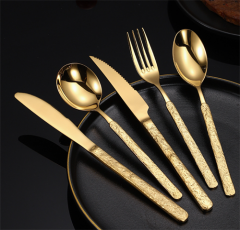 Factory Custom Logo Luxury Flatware Set Gold Fork Spoon Knife Cutlery Set Stainless Steel For Wedding