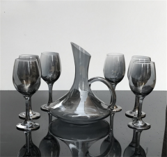 Handblown Hammered Clear Water Glass With Gold Rim