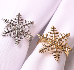 Anillo de servilletas de decoración de vajilla para fiestas, bodas y hoteles: estilo oro y plata, forma de copa de nieve, material metálico de lujo