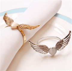 Anillo de servilletas alas de amor ángel oro y plata, para decoración de mesa en San Valentín