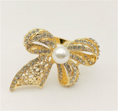 Porta-anillos de servilletas de lujo con lazos de rombos de cristal, para arreglos de bodas y eventos