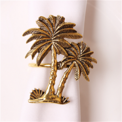 Elegante sujetador de anillo de servilleta metálico de acero inoxidable con palmera moderna