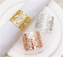 Anillos de servilletas de acero inoxidable metálico, en stock para fabricantes, ventas mayoristas, hoteles, banquetes y eventos
