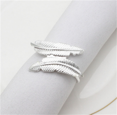 Porta-papeles para mesa decorativo de metal de alta calidad, con diseño de hoja, anillo elegante para servilletas