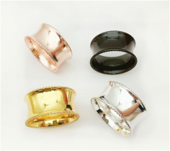 Materiales para banquetes de bodas de alta calidad, decoraciones de mesa en color oro y plata, anillos de servilleta metálicos