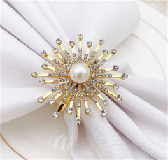 Decoración de mesa: Porta-servilletas metálico, anillo de servilletas con flores, para hogar, bodas, banquetes y fiestas