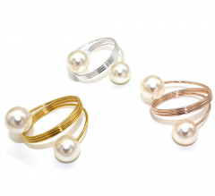 Elegante anillo de servilleta de perla, accesorios de decoración para mesa de cena de boda