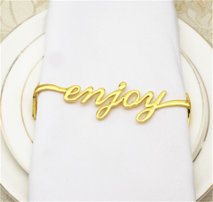 Nuevos anillos de servilleta con letras metálicos personalizados, hebilla para servilletas, decoración de mesa para bodas, fiestas y Día de San Valentín