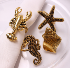 Anillos para servilletas metálicos con características marinas, sujetadores náuticos para mesa de comedor y banquete