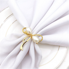 Anecdotales de servilleta con lazos dorados, hebillas para decoración de bodas, fiestas, banquetes y Navidad